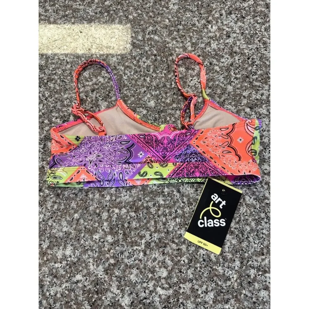 Girl Art Class Muilt-colored Paisley Print Bikini Top Size L 10/12